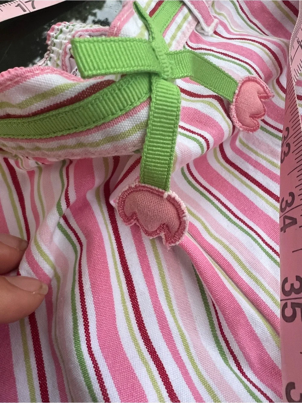 Y2K Gymboree Girls 3T 3pc Green Ruffle Tee & 2 Striped Knit Pants Set